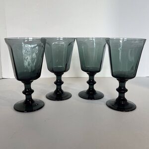 Set of 4 Smokey Gray-Blue Goblets